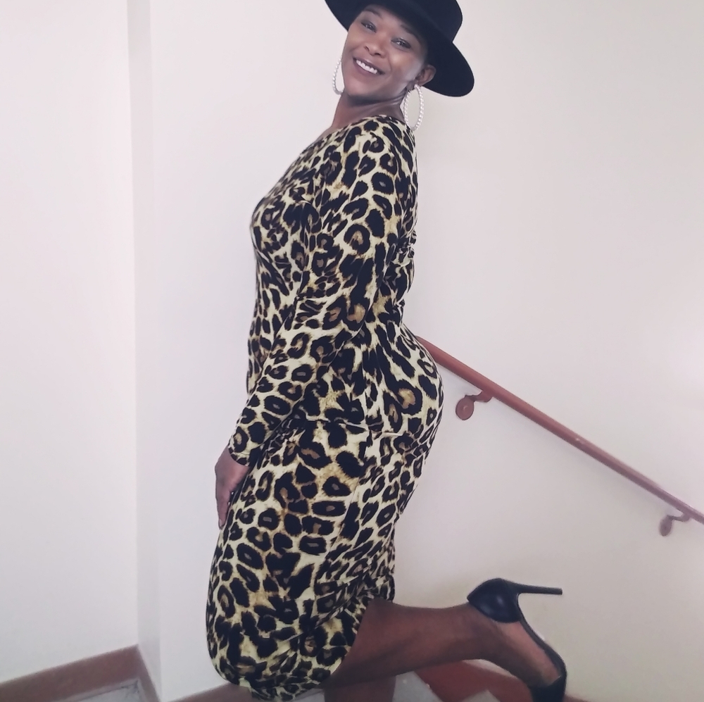 Long Sleeve Leopard Dress
